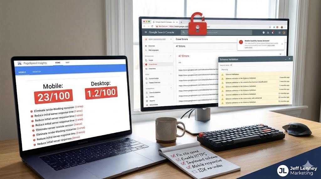 Common technical SEO mistakes that hurt real estate website rankings