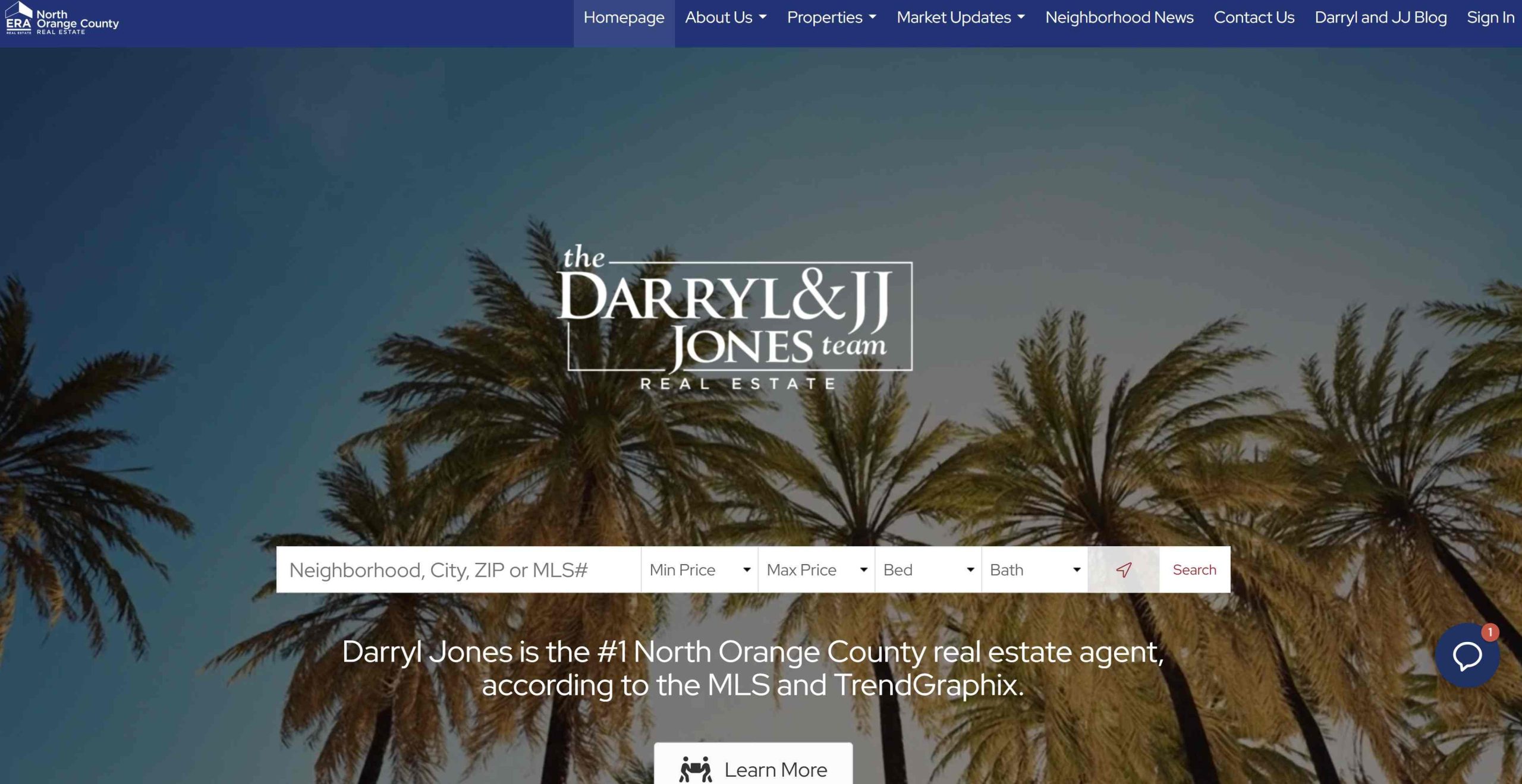 Screenshot of darrylandjj.com homepage