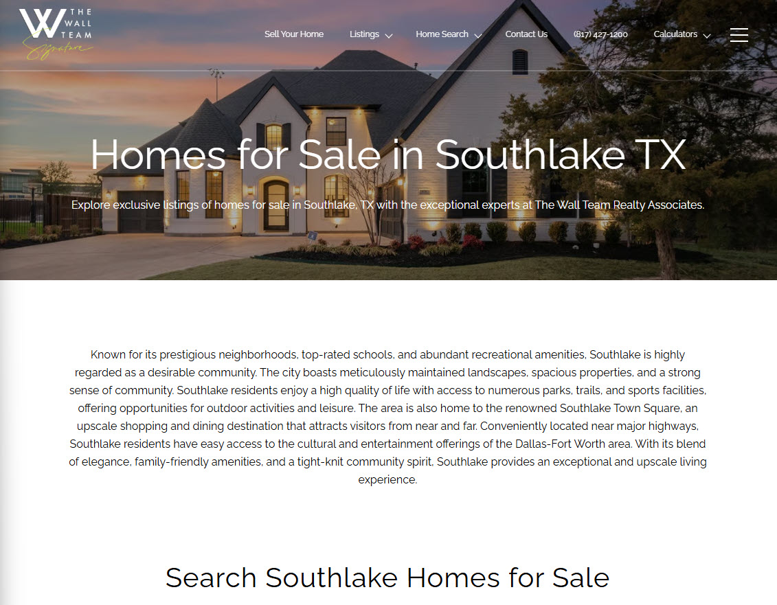 Southlake Tx Homes for Sale Webpage
